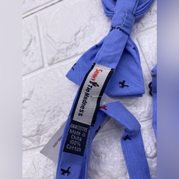 Skinny Tie Madness - Men’s Bow Tie Blue Multicolor Animal Print SKM858 - Picture 7 of 7